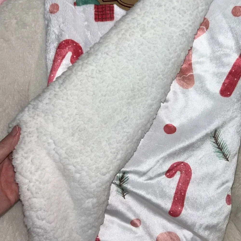 Christmas gingerbread baby blanket Sherpa Christmas trees